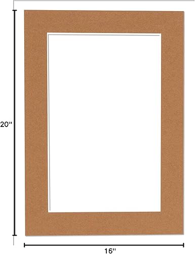 Miniatura 9 de Matboard precortado de 16 x 20 pulgadas para fotos de 12 x 16 pulgadas, color marrón roble envejecido sin ácidos, con tablero de respaldo y bolsa