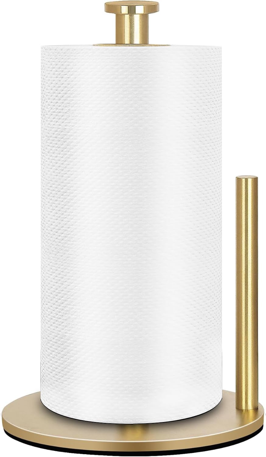 Xderlin Gold Paper Towel Holder Countertop, Freestanding Paper Towel Stand With Weighted Anti-Slip Base, One-Handed Tear Kitchen Roll Dispenser For Standard, Jumbo & Large