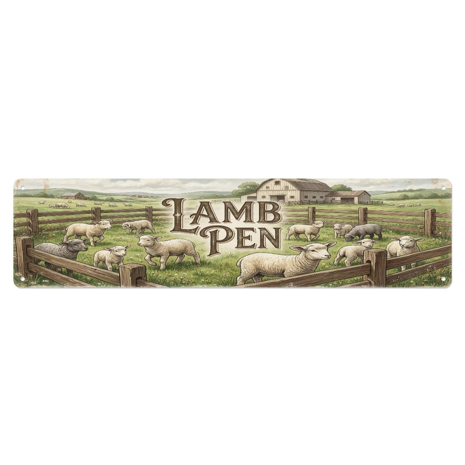 Xanthor Style Metal Tin Sign Vintage Pen Baa Lamb Farmhouse Funny Lamb Backyard Farm