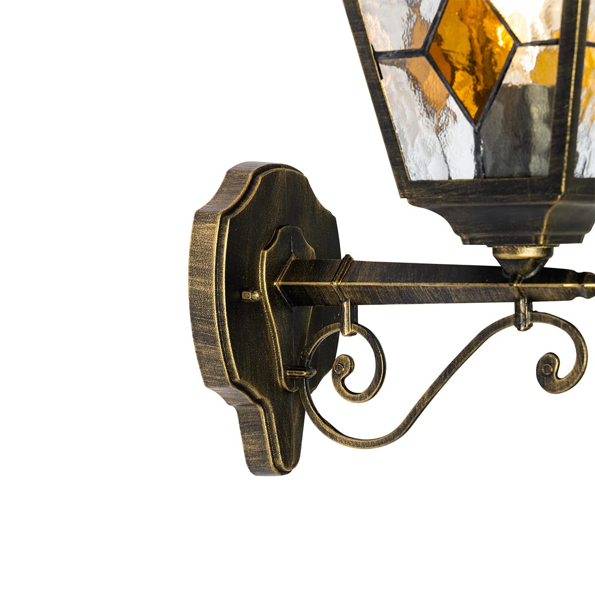 Qazqa Clásico/Antiguo Farol de pared exterior vintage oro antiguo - Antigua Up Aluminio/Vidrio Cuadrada Adecuado para LED Max. 1 x 15 Watt