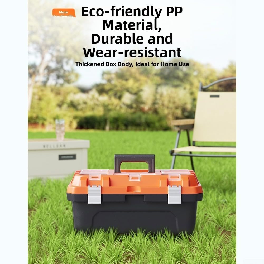 Caja de herramientas profesional de doble capa con múltiples secciones de almacenamiento y construcción reforzada para almacenamiento seguro de herramientas y accesorios (17 pulgadas)