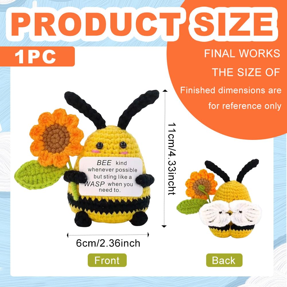 DiiWmme Handmade Emotional Support Crochet Bee Doll with Uplifting Cards - Image 2