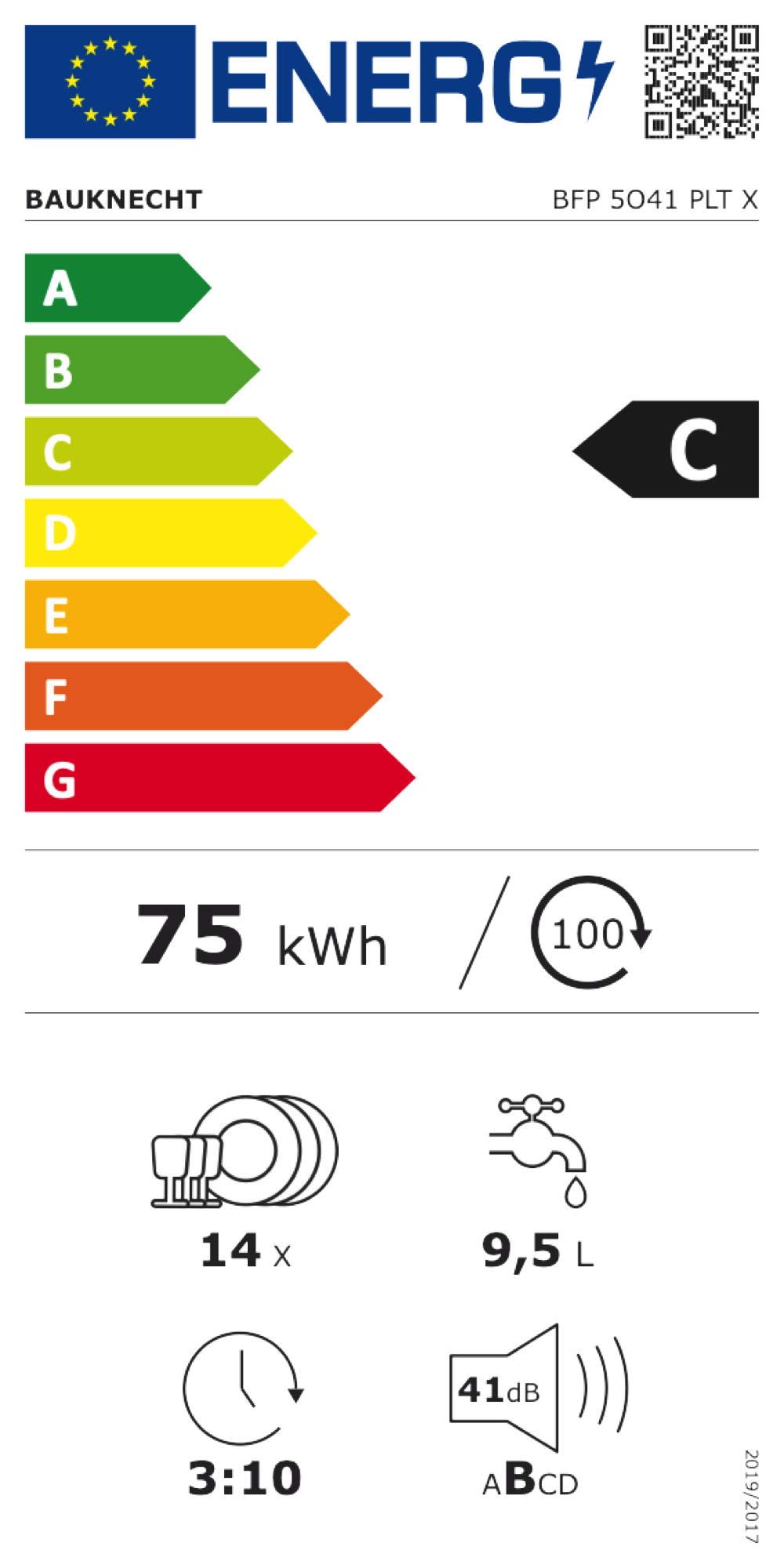 Bauknecht BFP 5O41 PLT X Freistehender Geschirrspüler 60 cm /14 Maßgedecke /10 Standardprogramme und 1 Sensorprogramm/PowerClean/ActiveDry/ProComfort-Besteckschublade/Vollwasserschutz