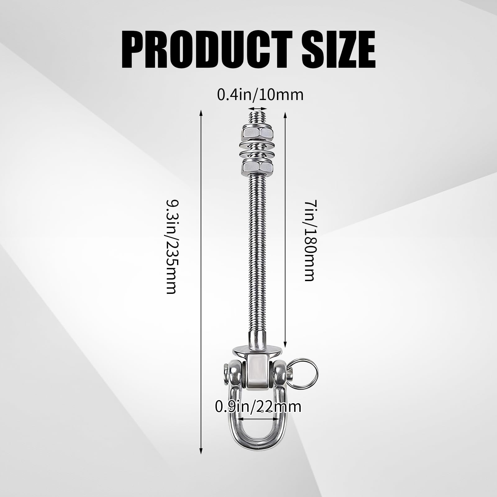 Ganci per Altalena Resistenti in Acciaio Inox con Cuscinetti Confezione da 4, Bulloni M10 Girevole, capacità 680 kg, per Travi in Legno e Acciaio, Altalena Portico, Sedia Sospesa (4)