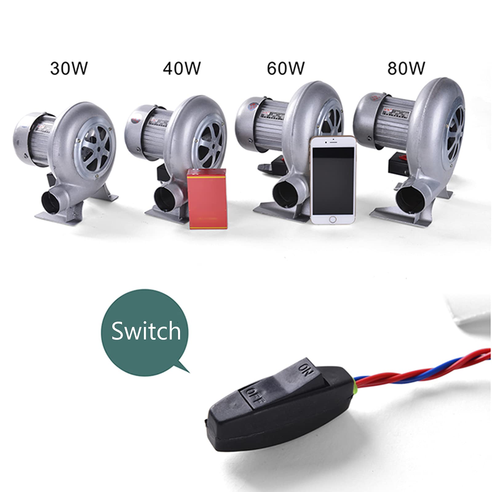 Odśrodkowy elektryczny wentylator dmuchawy powietrza o zmiennej prędkości do kuźni kowalskiej - dmuchawa do grilla 30/40/60/80 W - mocna i wydajna dmuchawa do rozpalania ognia