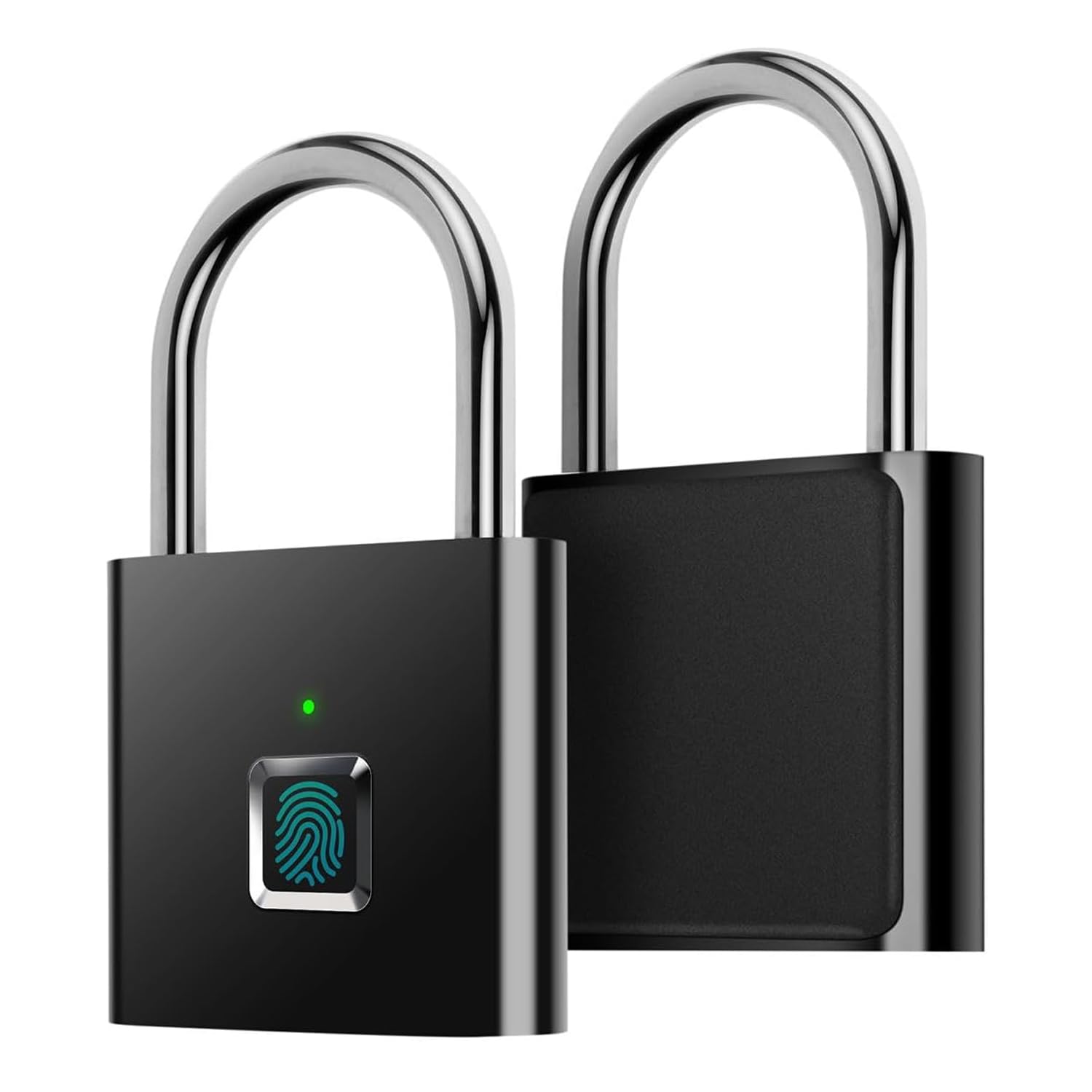 X spring Fingerprint Padlock, Smart Pad Lock Small Portable Padlock with USB Charging, Waterproof Locker Lock, Rust-Proof Fingerprint Lock for Locker, Luggage, Gym, Suitcas, School, Bike (Black)