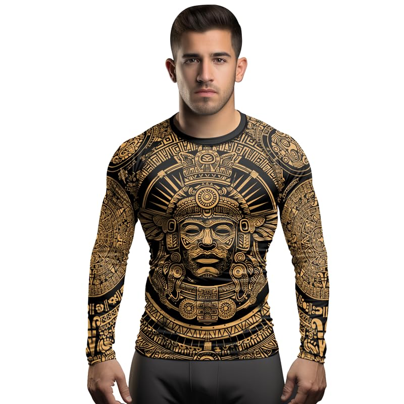 Men's Aztec Rash Guard for MMA BJJ Long Sleeve Athletic Compression Shirt Rash Guard Men Jiu Jitsu4