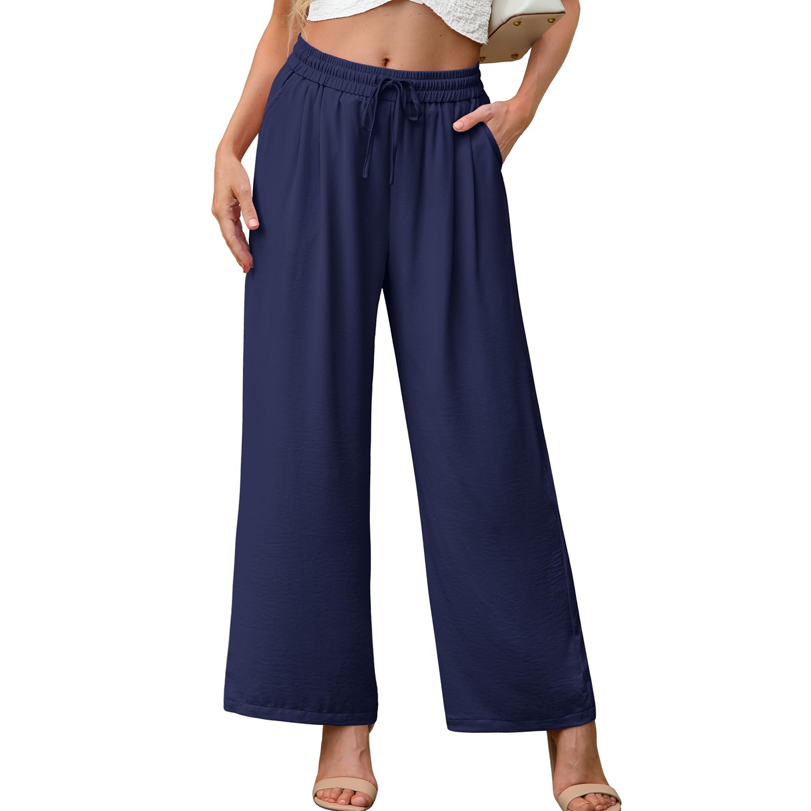 Pants for Women Loose Casual Long Open Front Breathable Pant with Pockets