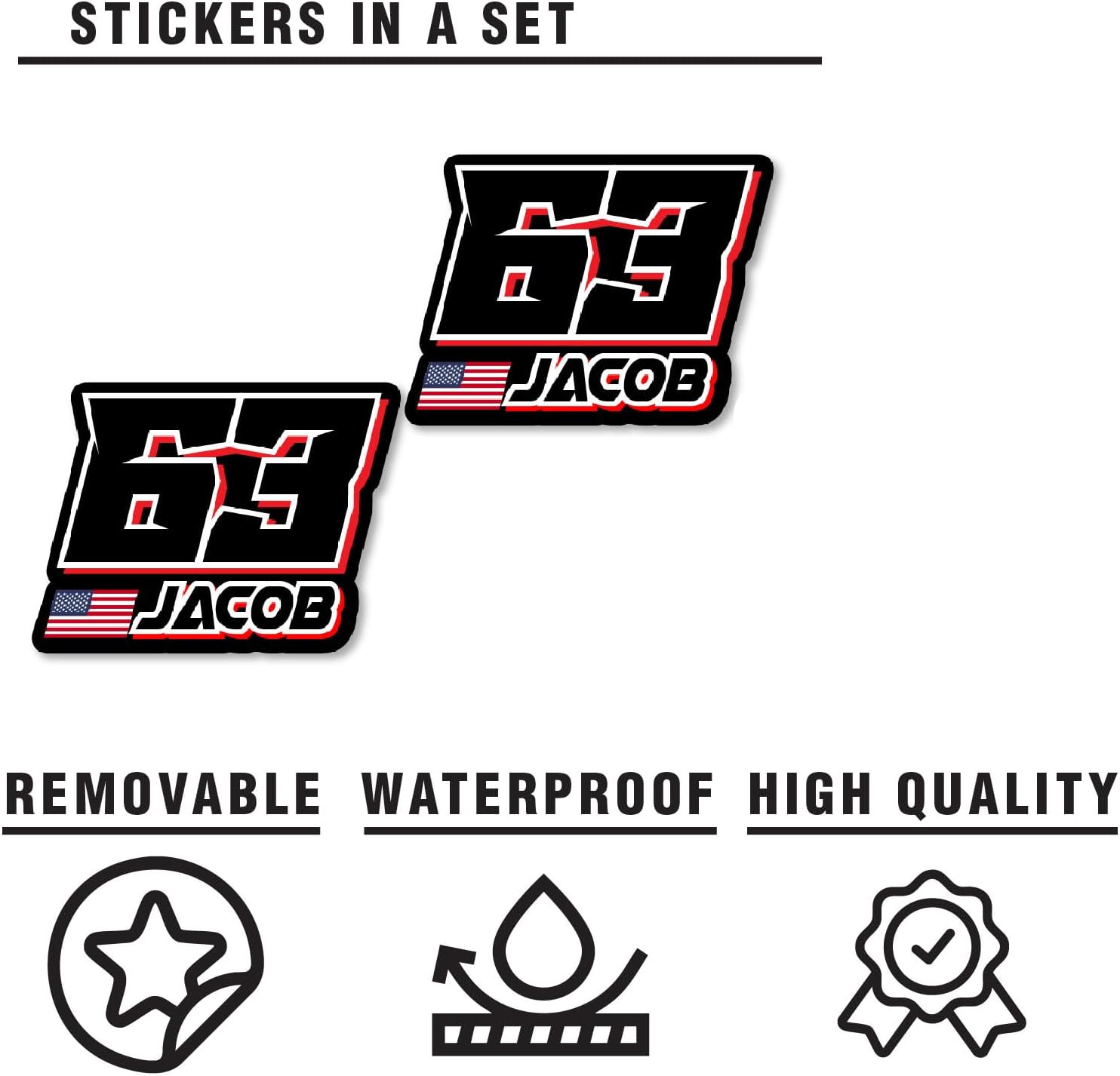 MC MOTOPARTS Cutom Motorsport Race Numbers Name Flag Magnet Decals 2 pcs for Vehicle Autocross Auto Racing Sports Car | 4 Tiers Design