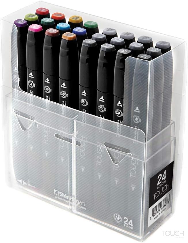 ShinHan Art Touch Twin Tip Marker Set, Fine and Broad Nib Markers, 24 Colors (1102400)