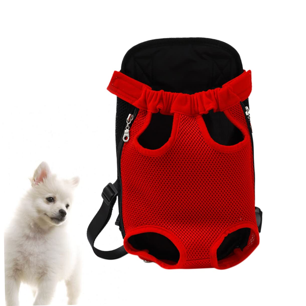 Toddmomy 1PC Breathable Pet Backpack for Cats and Dogs Storage Bag Portable Chest Carrier Comfortable Mesh Design Red