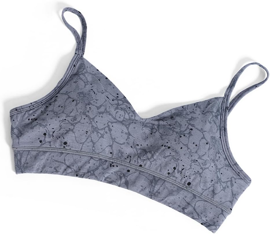 Women’s Merino Wool Bralette Pullover Bra Wireless Triangle Spaghetti Strap with Removable Pads Comfort Bra