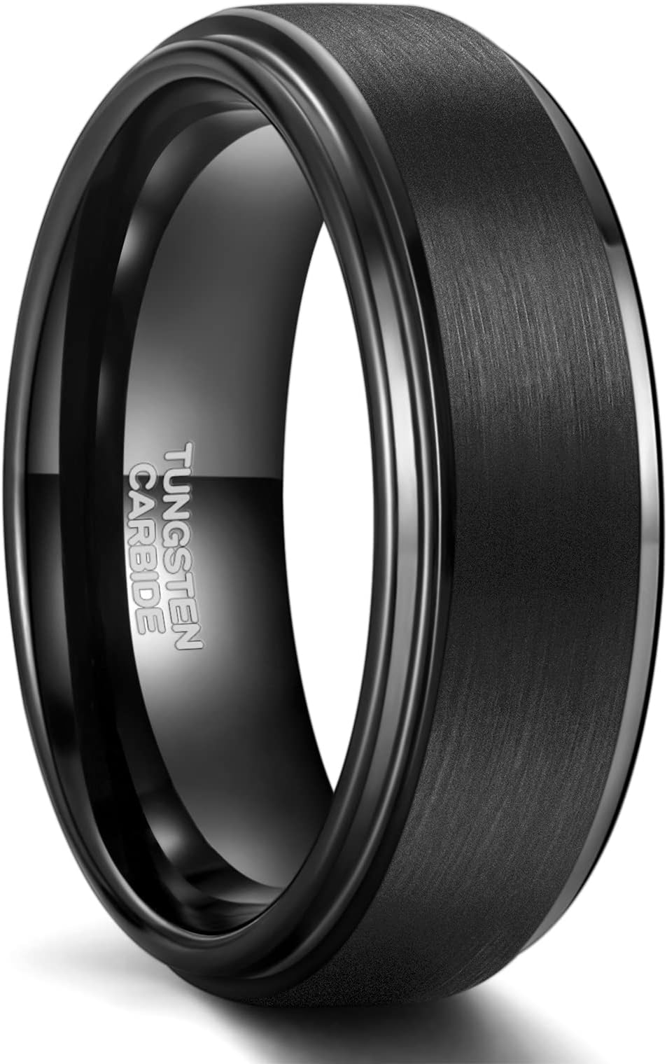 6mm 8mm Black Tungsten Rings for Men Women Brushed Wedding Bands Ring Matte Finished Comfort Fit Size 4-15