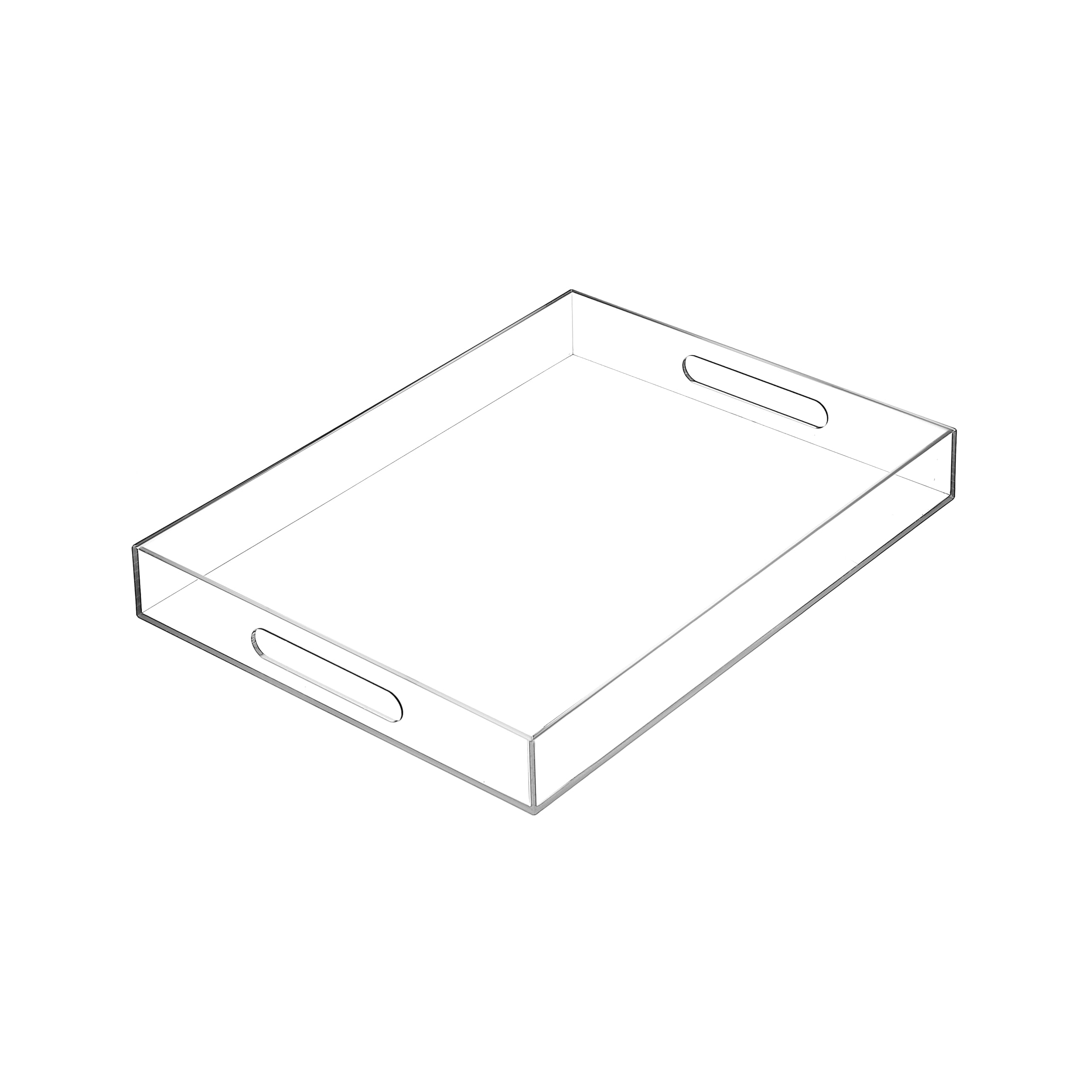 BEYLANG Clear Sturdy Acrylic Serving Tray - 10x15Inch - Multi-Purpose, Spill-Resistant, Modern, Rectangular - Clear Acrylic, 100% - Perfect for Kitchen, Living Room, Vanity, Indoor/Outdoor Use