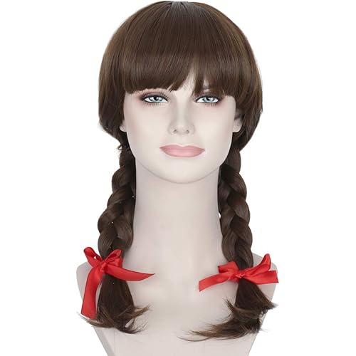 Miss U Hair Long Brown Braided Wig Girl's Braided Hair Accessories Conjuring Cosplay Wig