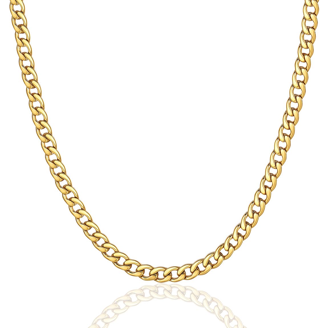 ChainsPro Cuban Link Necklace for Men, Silver/Black/Gold Plated Stainless Steel Mens Chain Necklace 5/9/12/15 MM Width,14"-30" Length Hip Hop Accessories Jewelry Gifts for Father's Day Christmas