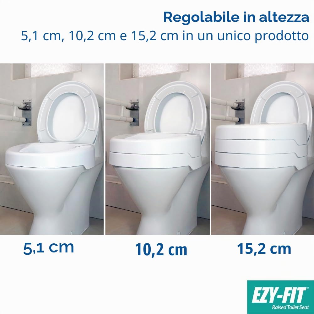 Helping Hand Company EZY-FIT - Rialzo per WC da 15,2 cm, senza coperchio, sicuro aiuto per il bagno per anziani e disabili, misura universale per WC rotondi e quadrati, stabile e portatile, altezza
