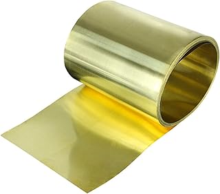 Zkenshan-Copper Sheet Thick 0.1/0.2/0.3/0.5MMWidth 20/30/50MM, 1Meter/Roll Thin Brass Sheet Strip Gold Film High Purity Brass Foil Plate H62, High Purity and Durable