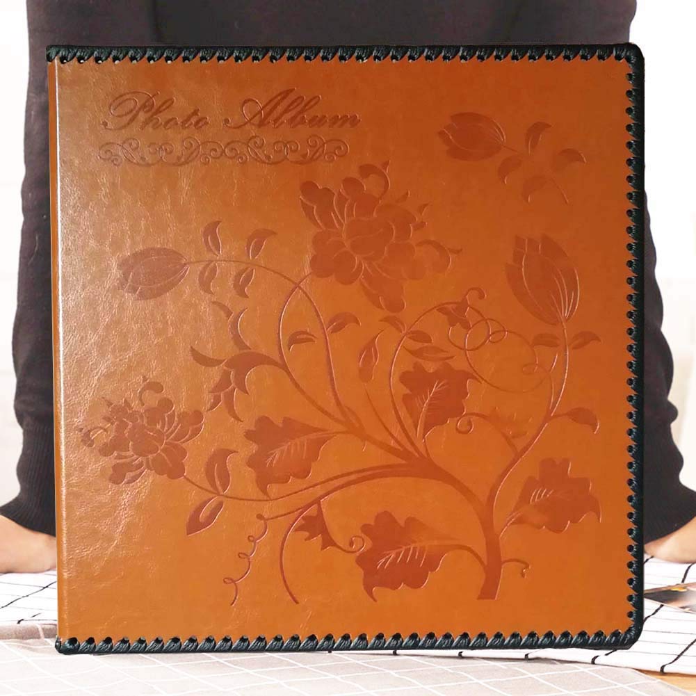 Álbum de Fotos de Cuero Autoadhesivo, Retro Gran Autoadhesivo Álbum de Fotos de Bricolaje Álbum de Recortes para 3X5, 4X6, 5X7, 6X8, 8X10 Pulgadas Fotos con Caja de Regalo (34.2x33x5 CM)