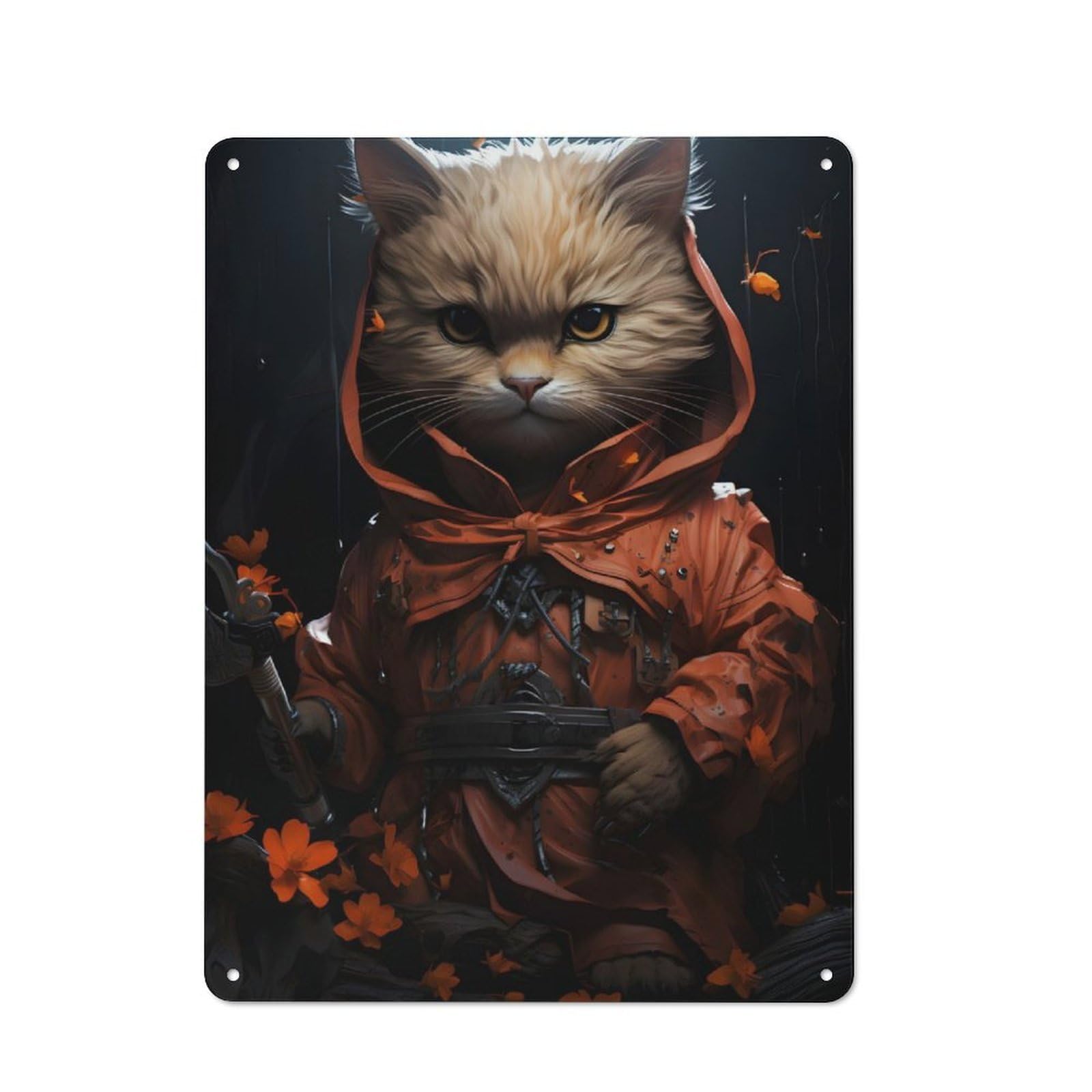 Classic Cat Explorer in Uniform Decorative Tin Plaque 40x30cm, Bar Wall Plaque for Diner, Restaurant, Shed Or Kitchen