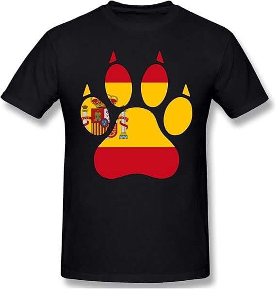 Amazon Co Jp 男の スペインの国旗と犬の爪 Tシャツ メンズ 半袖 夏 丸襟 綿 軽い 柔らかい 快適 カジュアル おしゃれ ゆったり 大きいサイズ 3xl ファッション