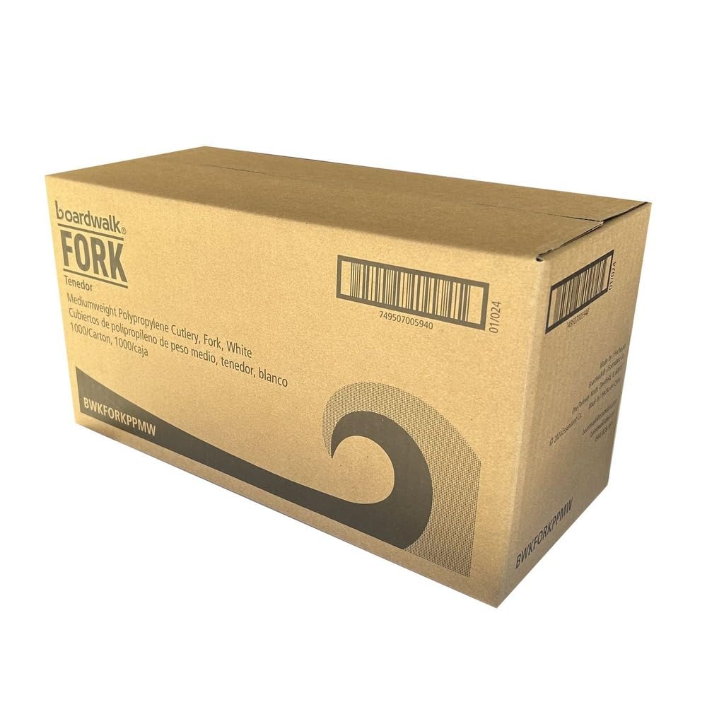 Boardwalk BWKFORKPPMW 5.51 in. Mediumweight Polypropylene Plastic Fork Cutlery - White (1000/Carton)