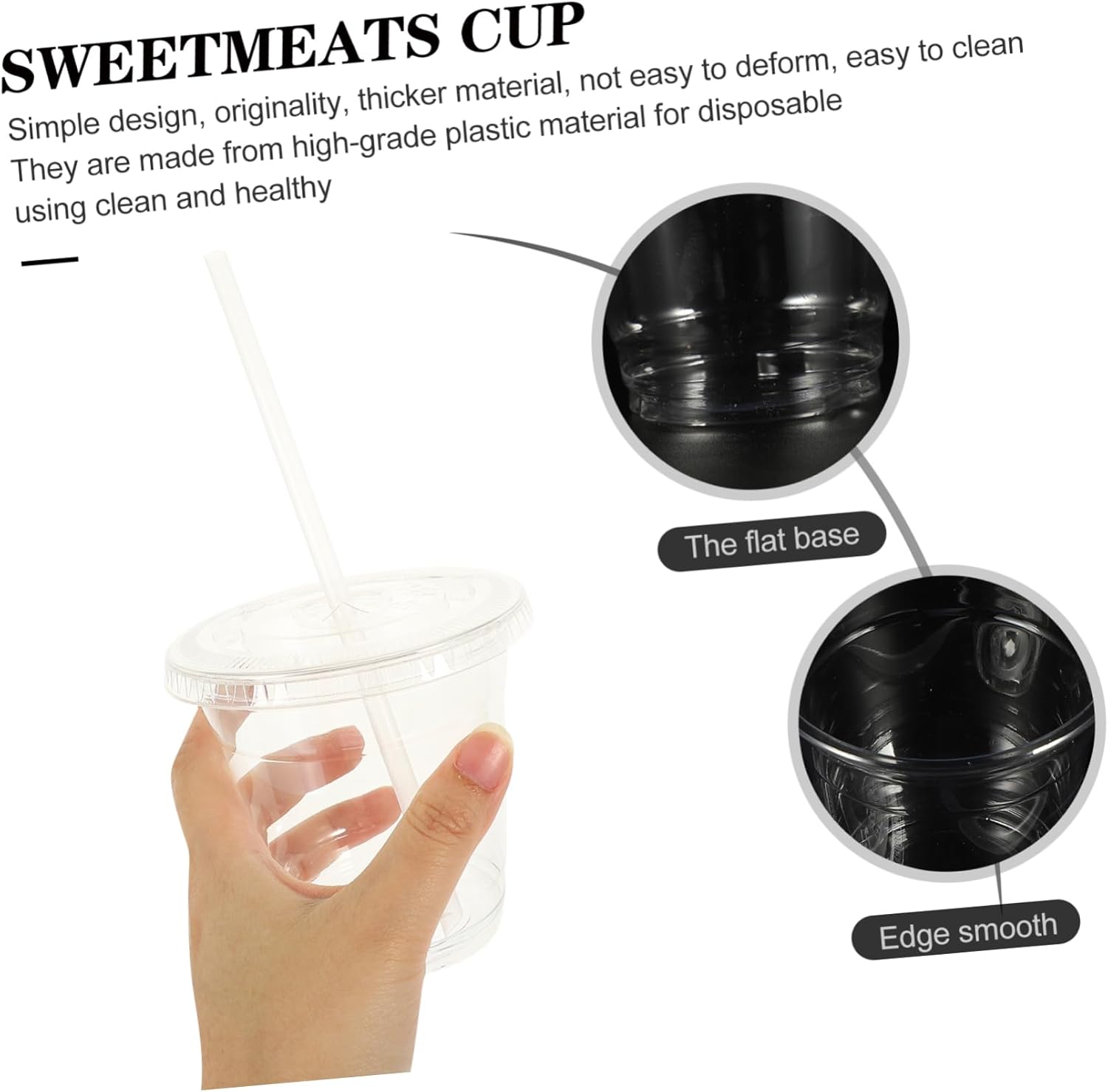 1set Disposable Cups Lids and Straws Iced Coffee and Tea Drink Cups for Parties Events and Daily Use Pet Leak-resistant Design