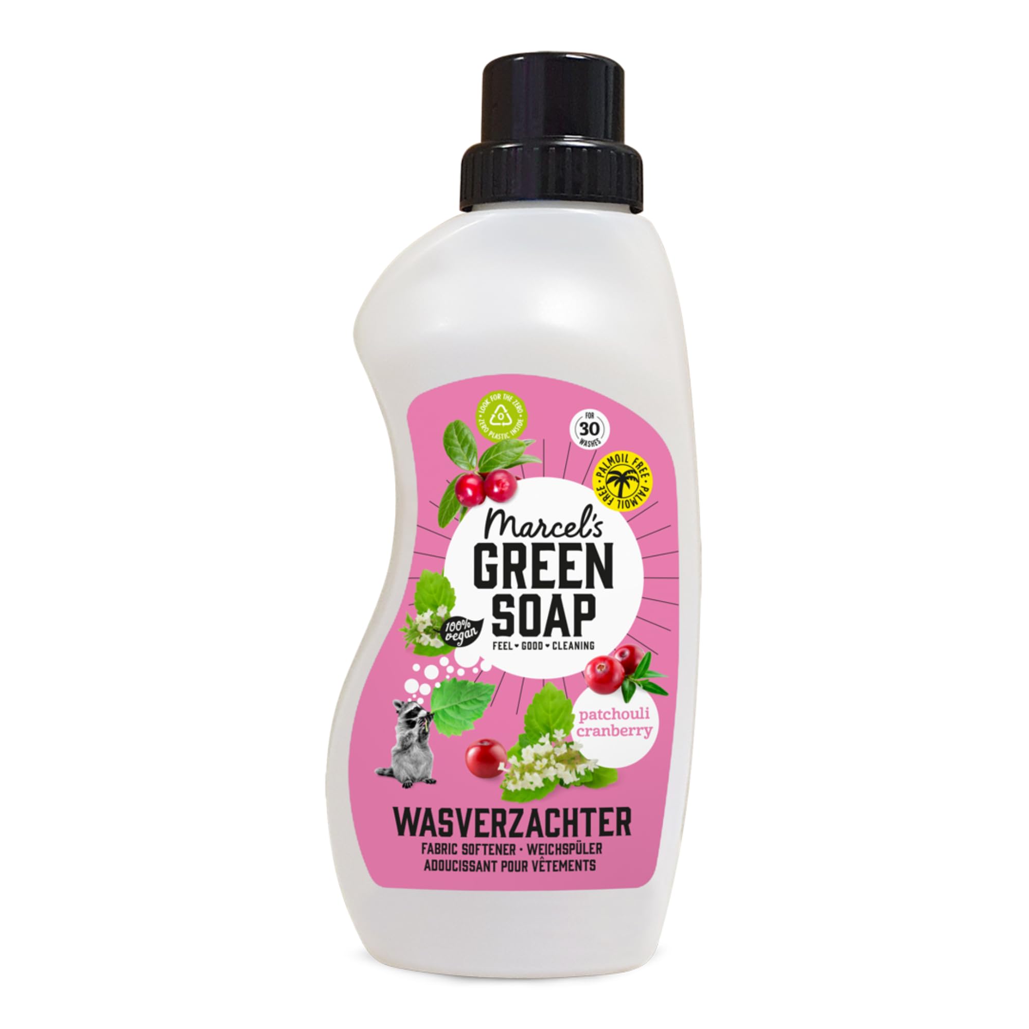 Marcel's Green Soap - Fabric Softener Patchouli & Cranberry - Microplastic-free formula - Vegan - 100% recycled plastic bottle - Refillable - 30 washes - 750ml