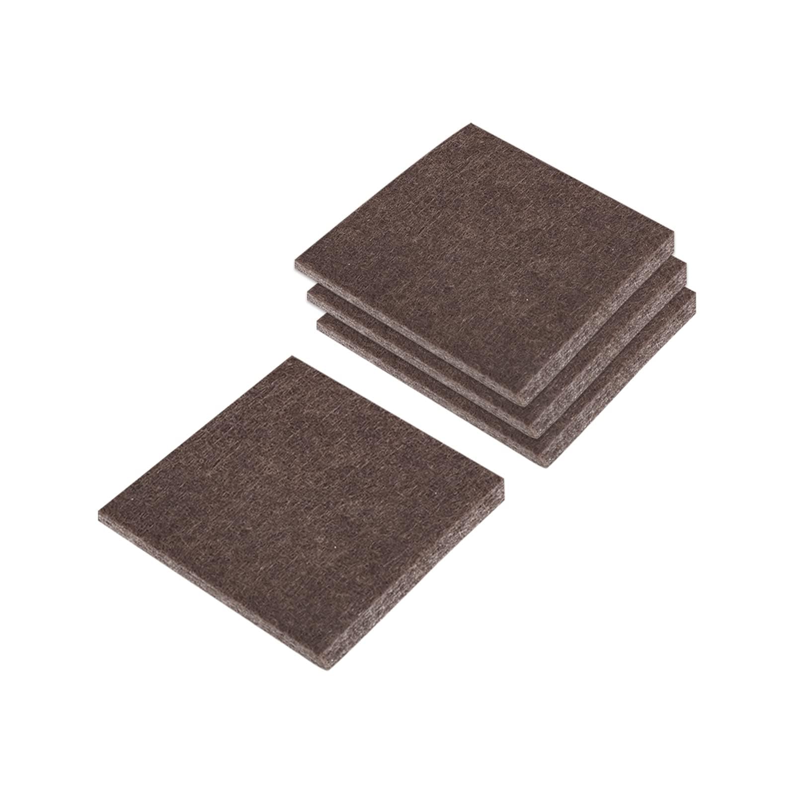 TA-VIGOR 16 Pack Felt Furniture Pads, 50mm x 50mm Self-Adhesive Square Floor Protectors Felt Pads for Hardwood, Laminate & Tile Flooring, Brown
