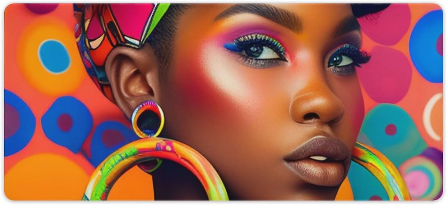 African American Black Art Colorful Fashionable Anti Slip Table Mat, Waterproof Mouse Protection Pad 40x90cm