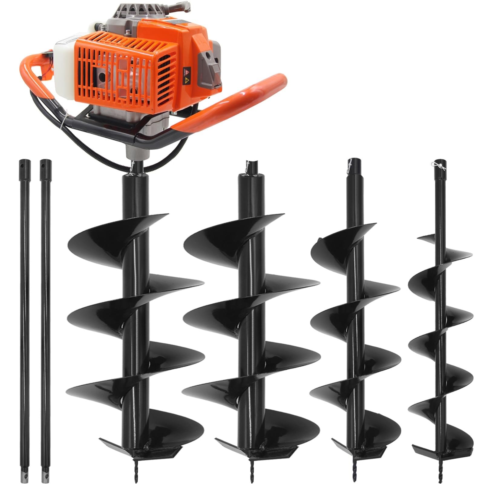 72CC Post Hole Digger Gas Powered, 2 Stroke Auger with 4&amp;6&amp;12 Inch Bits