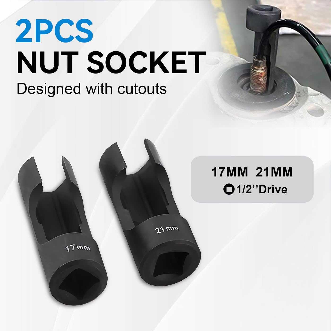2PC Suspension Strut Socket Set -17mm/21mm Strut Nut Sockets for Automotive Repair