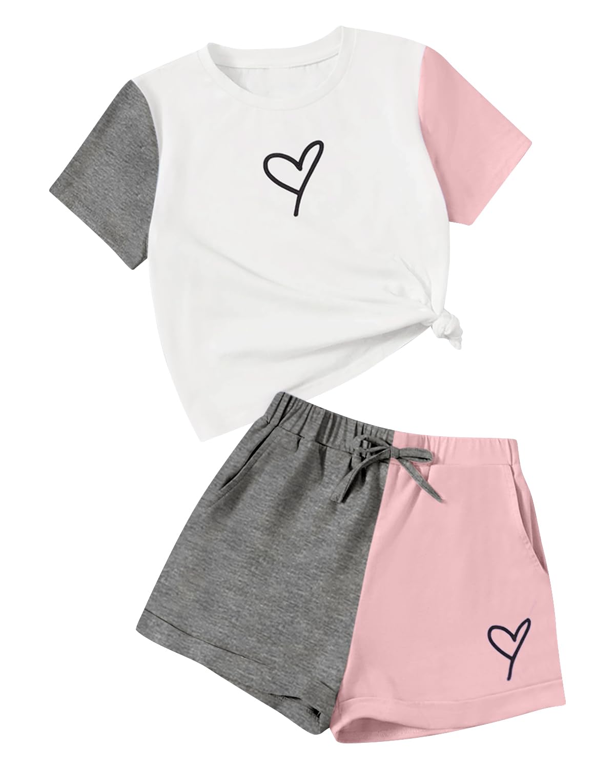 Cakaner Toddler Kids Girl Clothes Floral Letter Graphic Top + Shorts 2PC Girls Summer Short Set