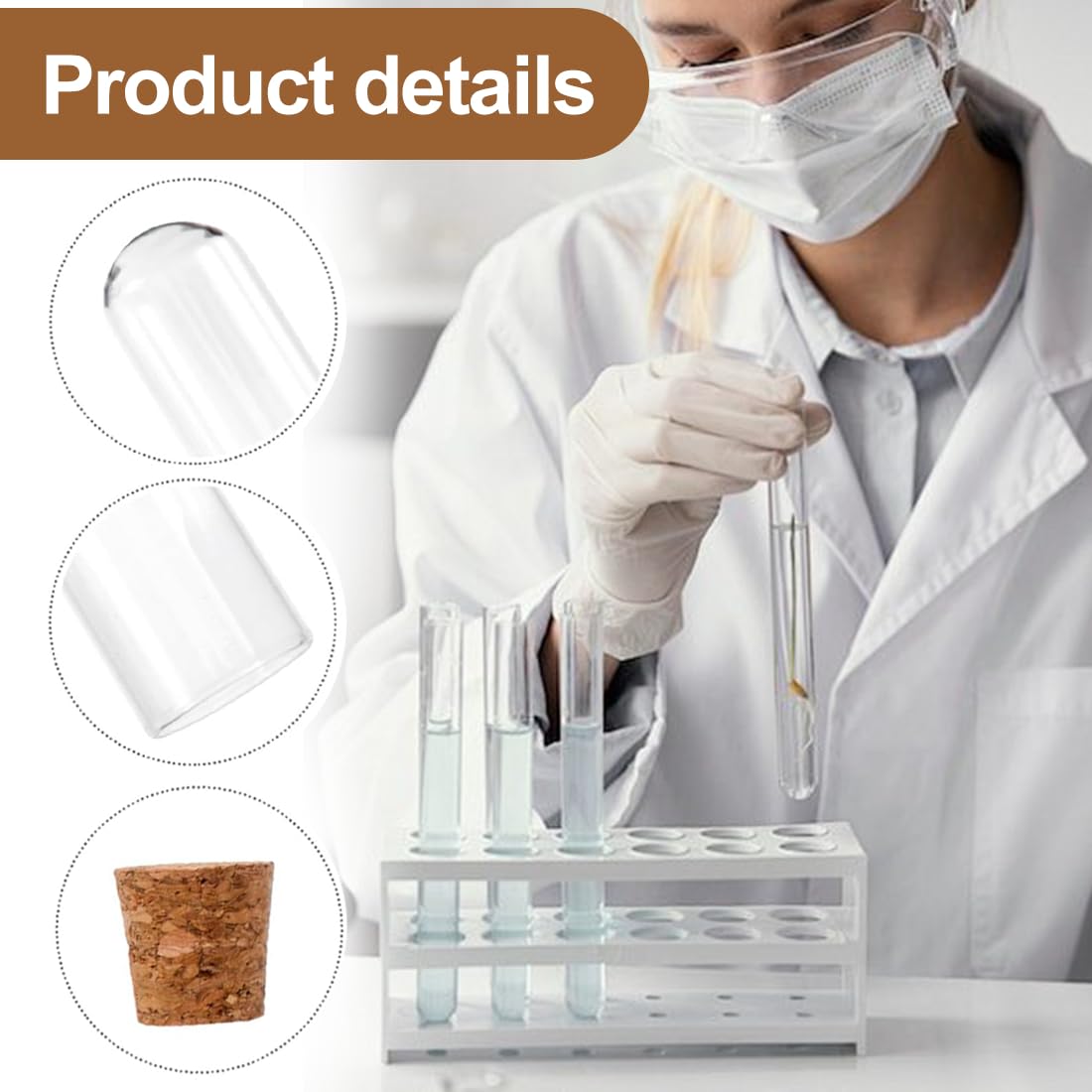 Provette Plastica Trasparente Con Tappo 15 Pezzi 12Mm×75Mm Per Esperimenti Scientifici