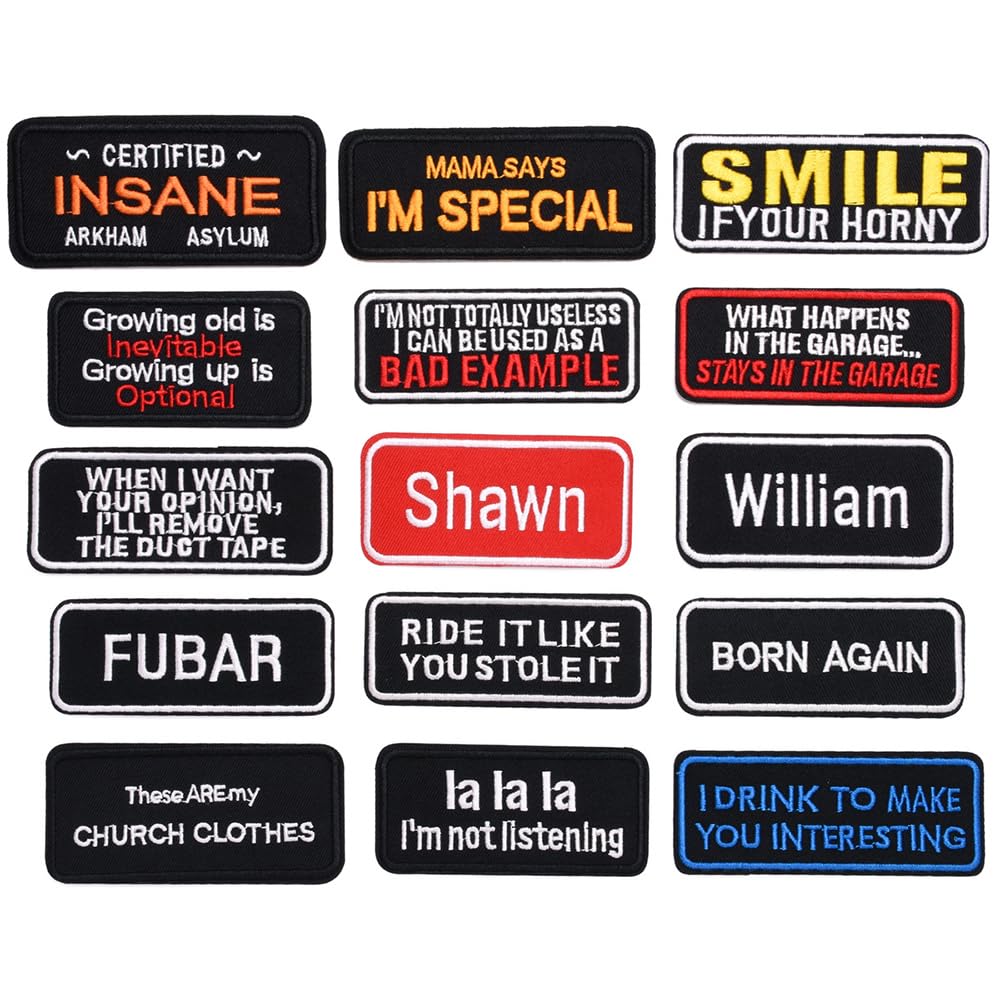 15 pcs Iron on Patches, Quotes Pattern Clothing Repair Appliques