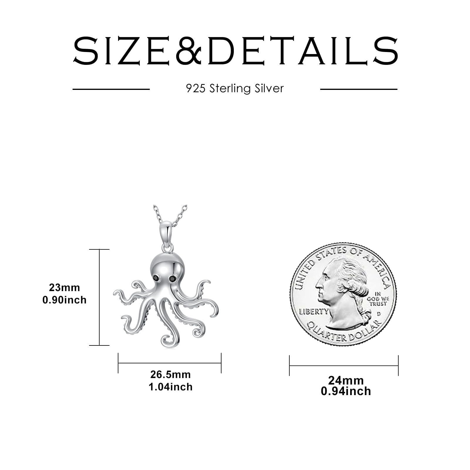 Oktopus kette für Damen, Oktopus-Silberkette, Meerestier, Oktopus-Anhänger, Halskette, Ozeanschmuck