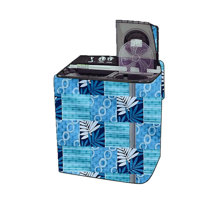 Semi-Automatic Washing Machine Cover – Waterproof & Dustproof Suitable for All CANDY Machine - 7 kg,7.2 kg,7.5 kg only Floral blue print