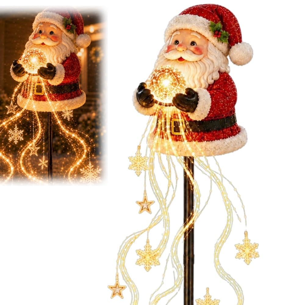 Snowman Magic Fountain - Flowing Snowflake LED Christmas Garden Light, Solar Snowman Garden Stake Light,Cascading Snowmans Christmas Stake Lights for Yard & Garden Xmas Decor (C)