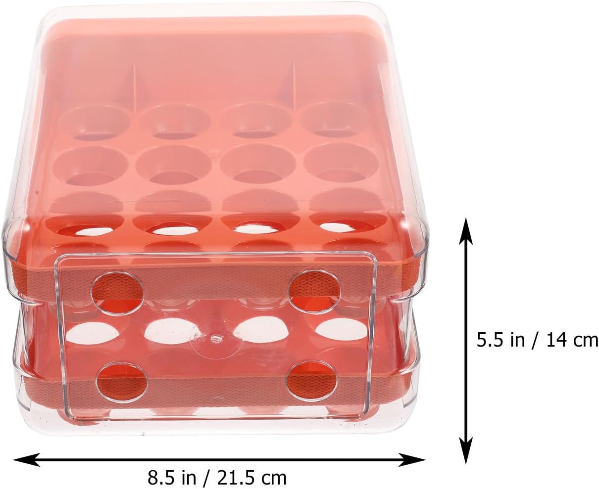 Tofficu Drawer Style Egg Organizer Double Layer 32-Cup Clear Plastic Storage Holder for Refrigerator Kitchen Supplies