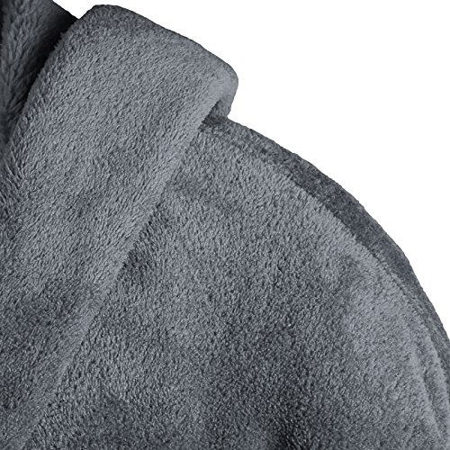 Gräfenstayn® Damen & Herren Kuschelfleece Bademantel mit Kapuze Größe S-XXXL mit Öko-Tex Standard 100 Flanell Fleece (M, Anthrazit)