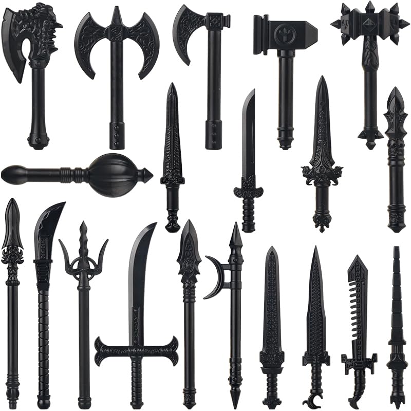 20PCS Custom Mini Medieval Weapons Pack for Knight Figures Ancient Kingdom Military Soldier Castle Equipment Toy Block Compatible with Major Brand,MOC Bricks Parts Toys Sets