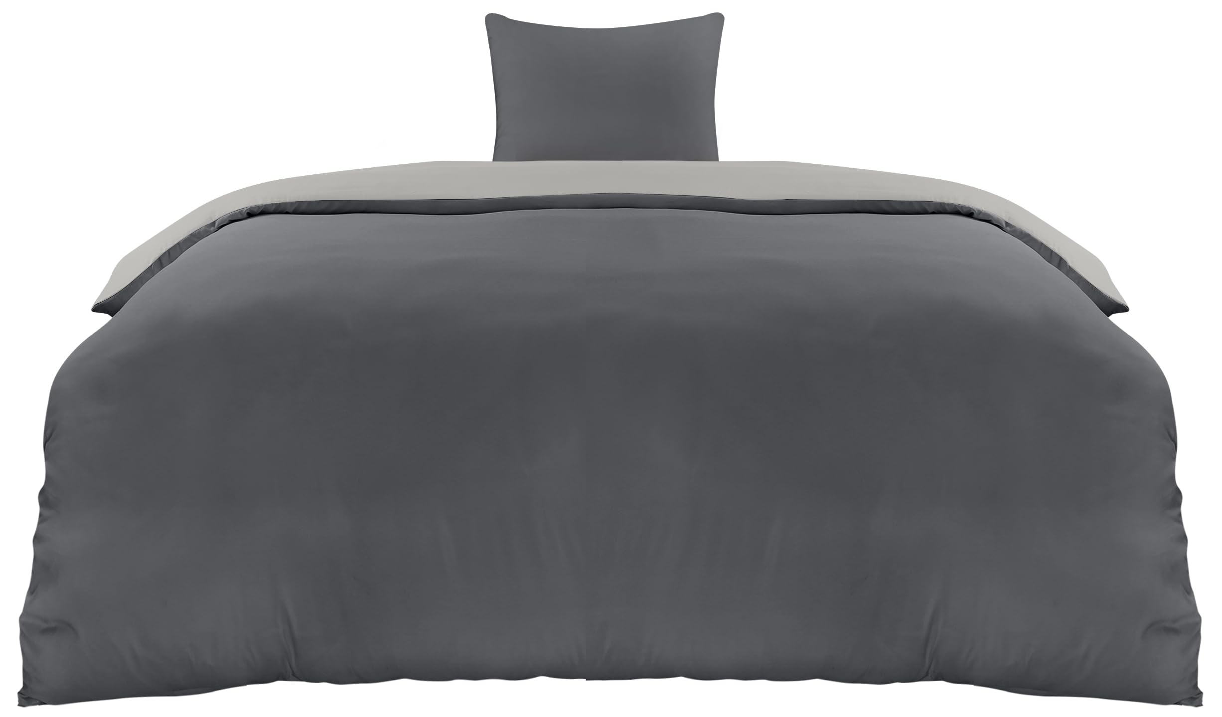Utopia Bedding Bedding Set 135x200 - Microfiber Duvet Cover 135x200 cm + 1 Pillowcase 80x80 cm - Dark Grey/Light Grey