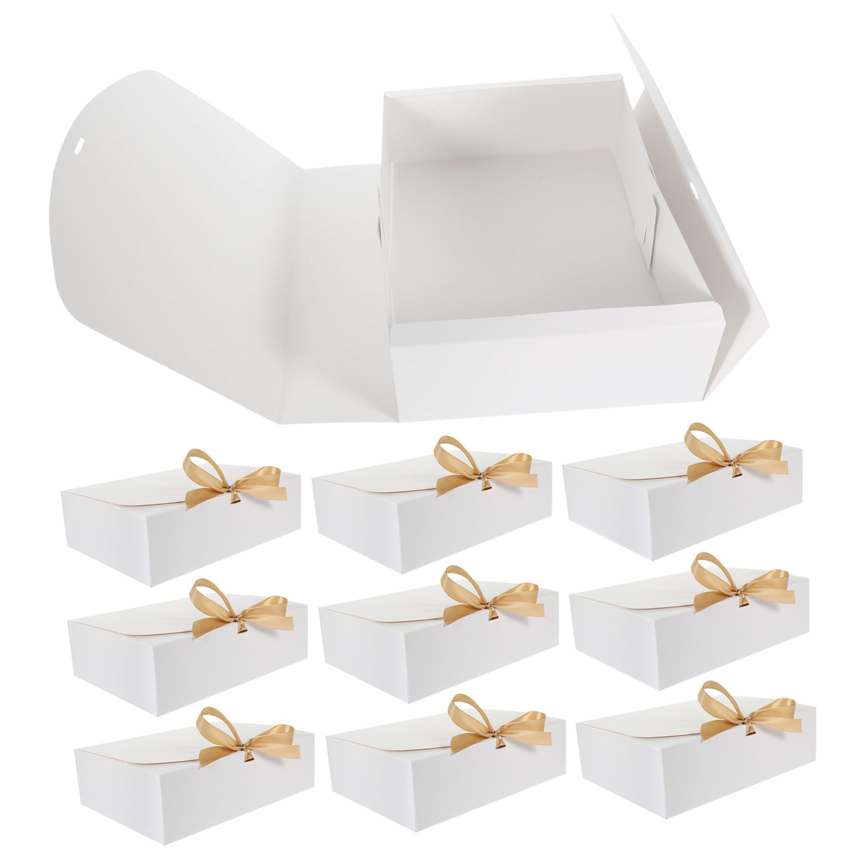 ibasenice 10 Stück Faltbare Geschenkbox mit Schleife Karton Geschenkverpackung Weiße Braut Antragsbox mit Klappdeckel Vielseitige Party und Hochzeitsgeschenk Schachtel aus Stabilem Karton