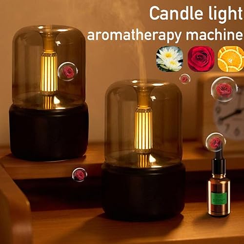 Miniatura 5 de Humidificador de luz de velas de bajo ruido portátil USB difusor de aceite esencial humidificador con luz nocturna LED 4.1 fl oz
