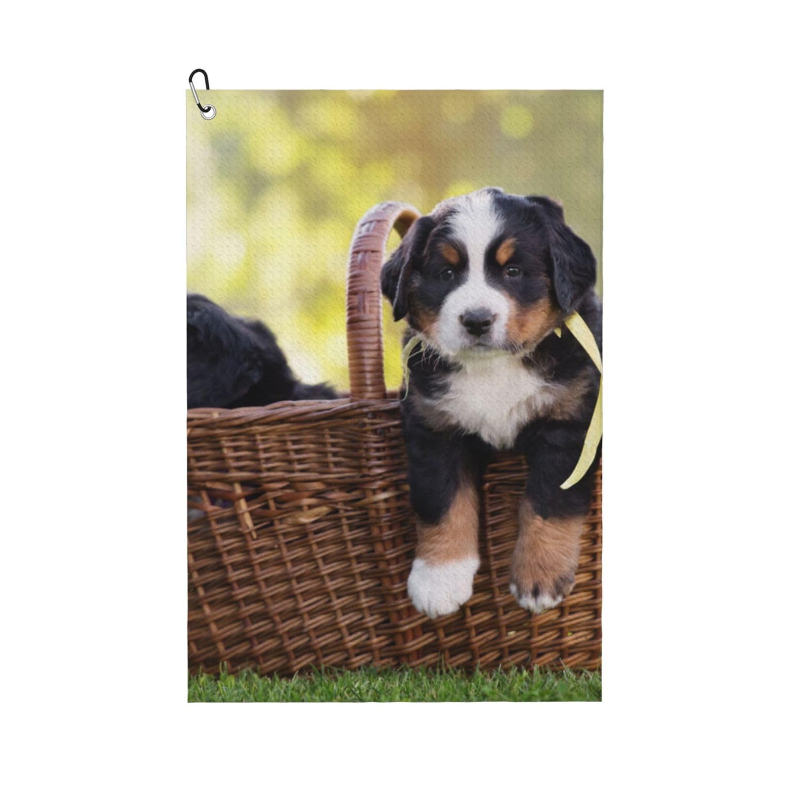 Hnnkloy Bernese Mountain Dog Puppies, 16x24 in Portable Waffle Golf Towels with Carabiner Clip for Golf Bag