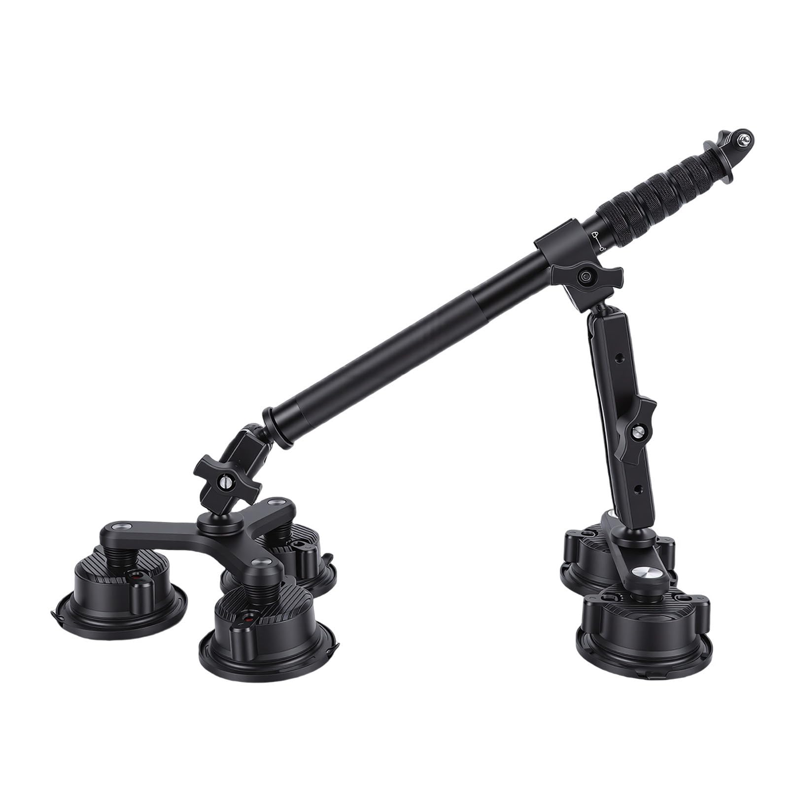 Bewinner Supporto da Auto con Ventosa per Action Camera con Asta di Prolunga Telescopica, Testa a Sfera a 360°, Kit di Montaggio da Auto con 5 Ventose per Action Cam, Vite da 1/4 di Pollice,