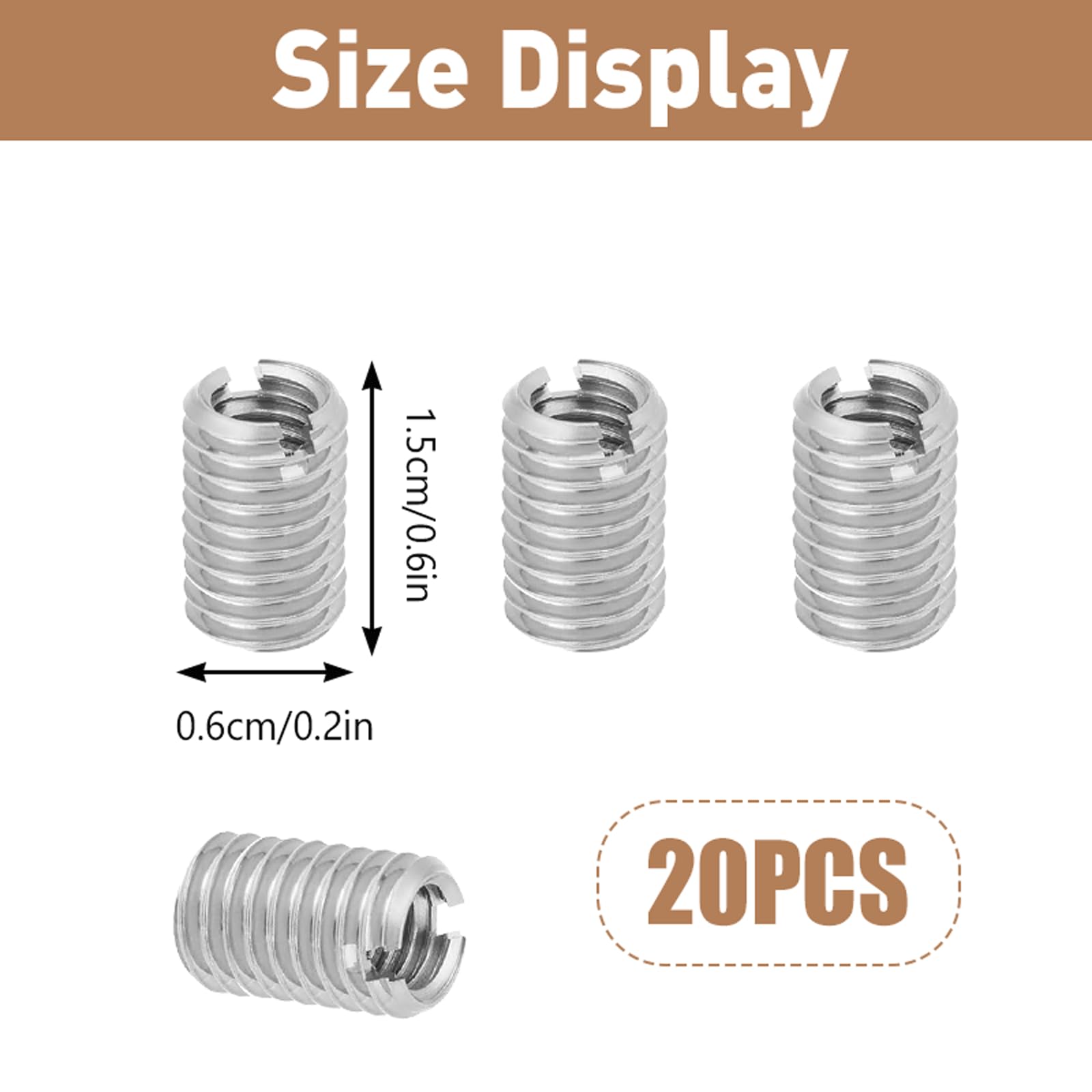 20PCS Thread Inserts Kit Thread Reducer M8 to M6 for Repairing Damaged Threads Repair Kit Durable Inserts for Long Lasting Thread Reinforcement Thread Repair Kit for Home Application - Image 2