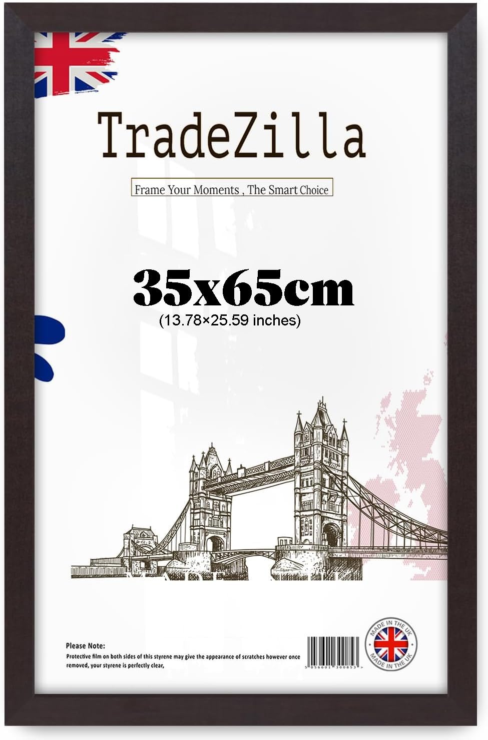Tradezilla Mahogany Modern Wooden Picture Frame 35X65cm | Mdf Wall Frame With Perspex Sheet | Horizontal & Vertical Display For Home Décor - (Mahogany)