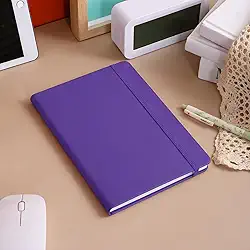 Organizadores pessoais para mulheres e homens (13 cm x 9 cm), 80 folhas por bolso, agenda com fecho elástico e capa de couro sintético, diário para casa, escritório, escola, viagem, negócios, roxo