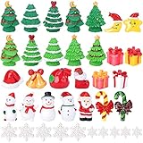 Iceyyyy 37 Pcs Mini Resin Christmas Ornaments - Mini Christmas Theme Resin Miniature Pendant Decorat
